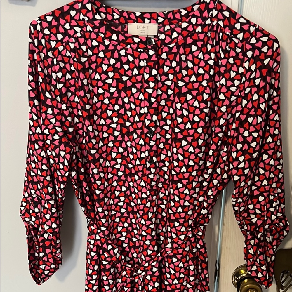 LOFT Multicolor heart ❤️ Print Dress